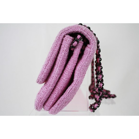 Chanel Chain Shoulder Tweed Trim Bag Pink Purple - Picture 5 of 10